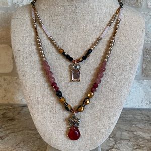 LOFT Gold Layering Necklace with Stones & Pendants
